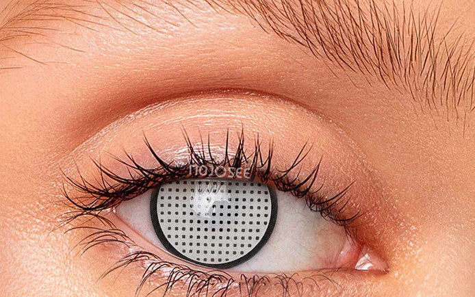White Byakugan-style mesh lens worn on a real eye