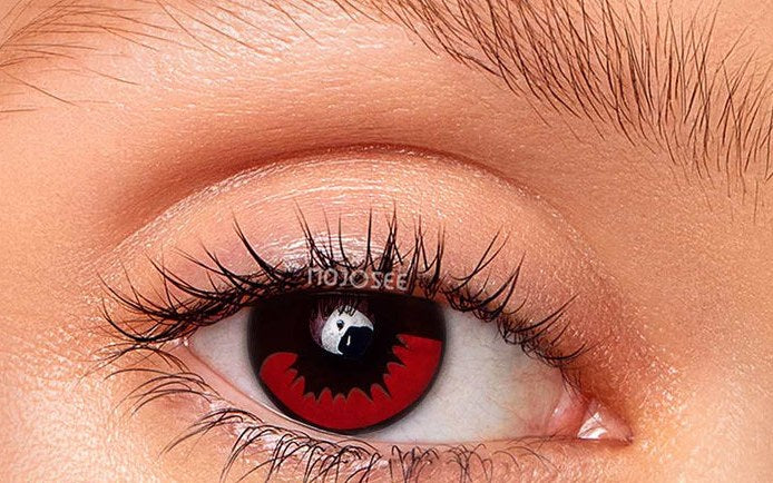 Kamado Tanjirou deep red lens worn on a real eye