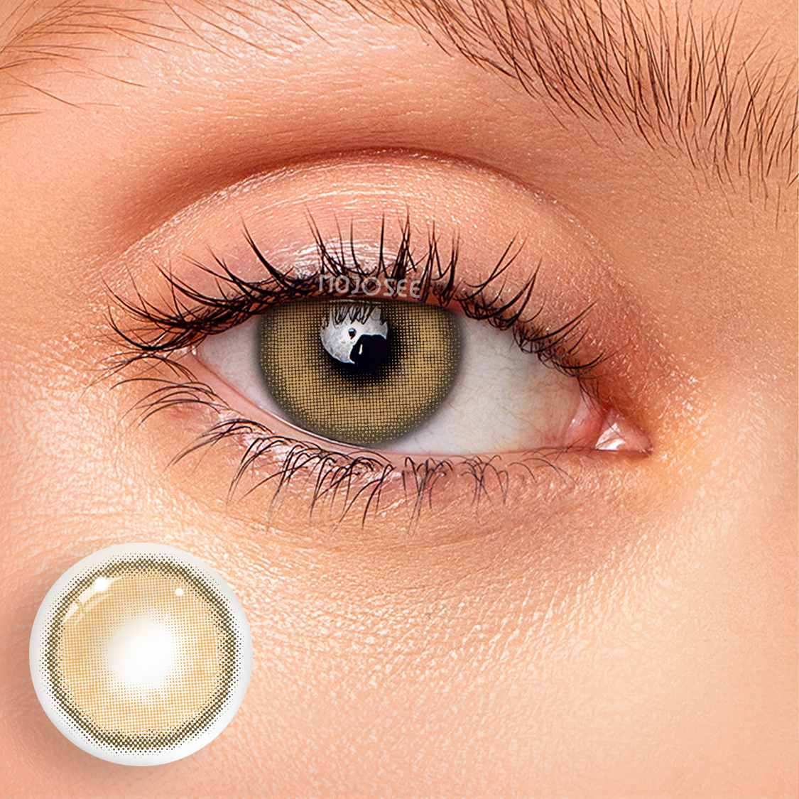 Model wearing Starry sky Brown colored contact lenses