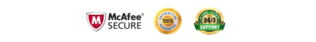 McAfee Secure, Satisfaction Guarantee, 24/7 Support