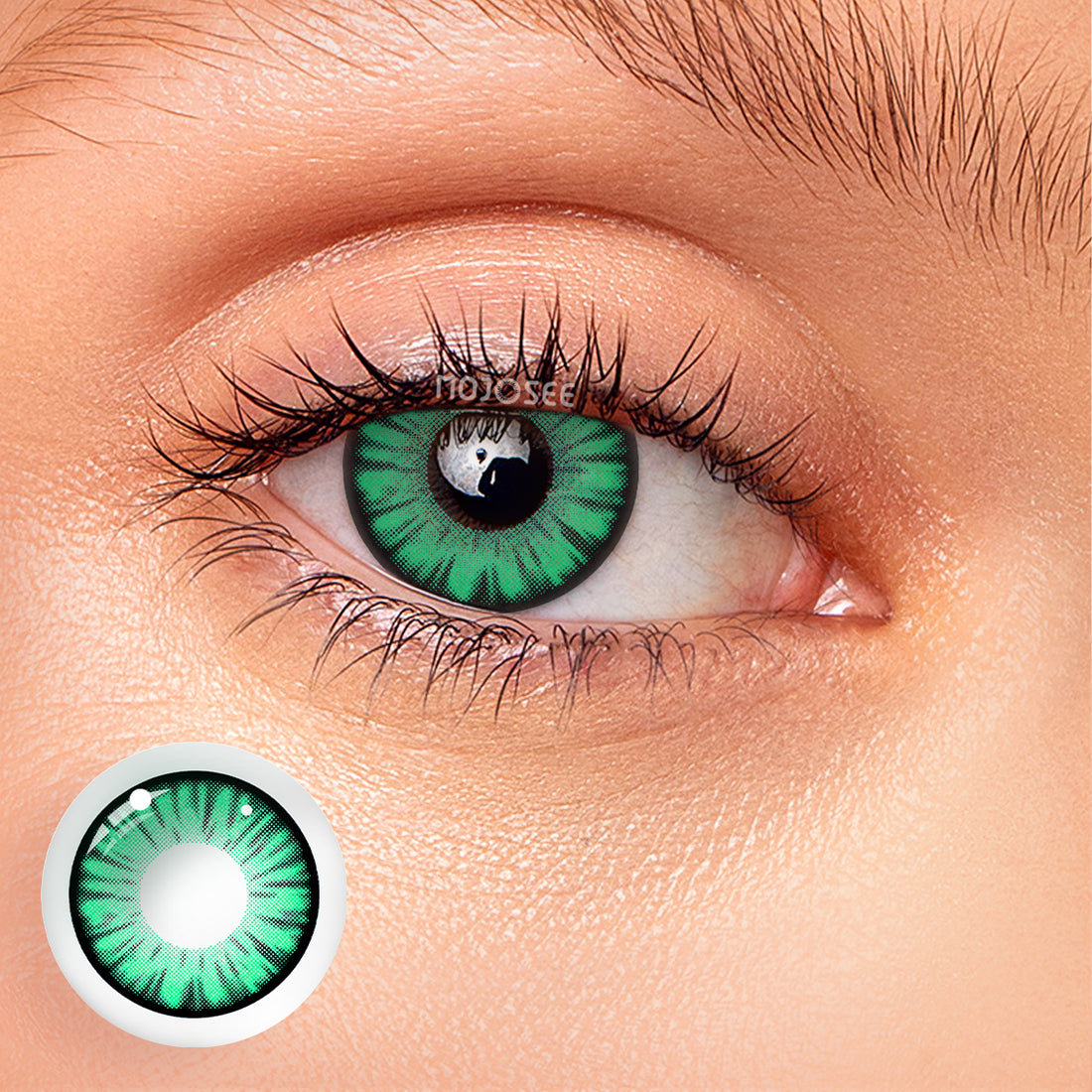 Green Werewolf Colored Contact Lenses – Green Jagged Rim Beast Eye