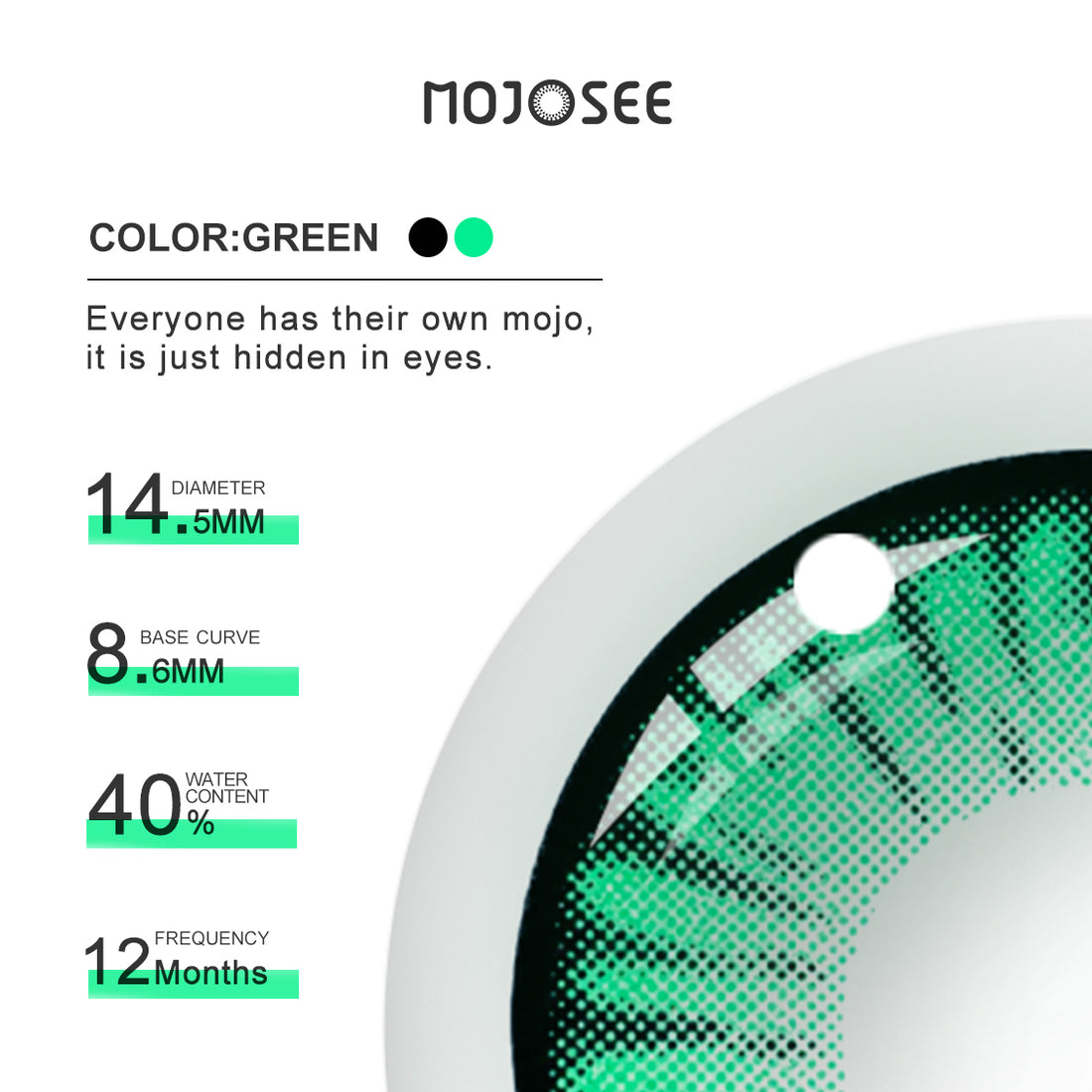 Green Werewolf Colored Contact Lenses – Green Jagged Rim Beast Eye