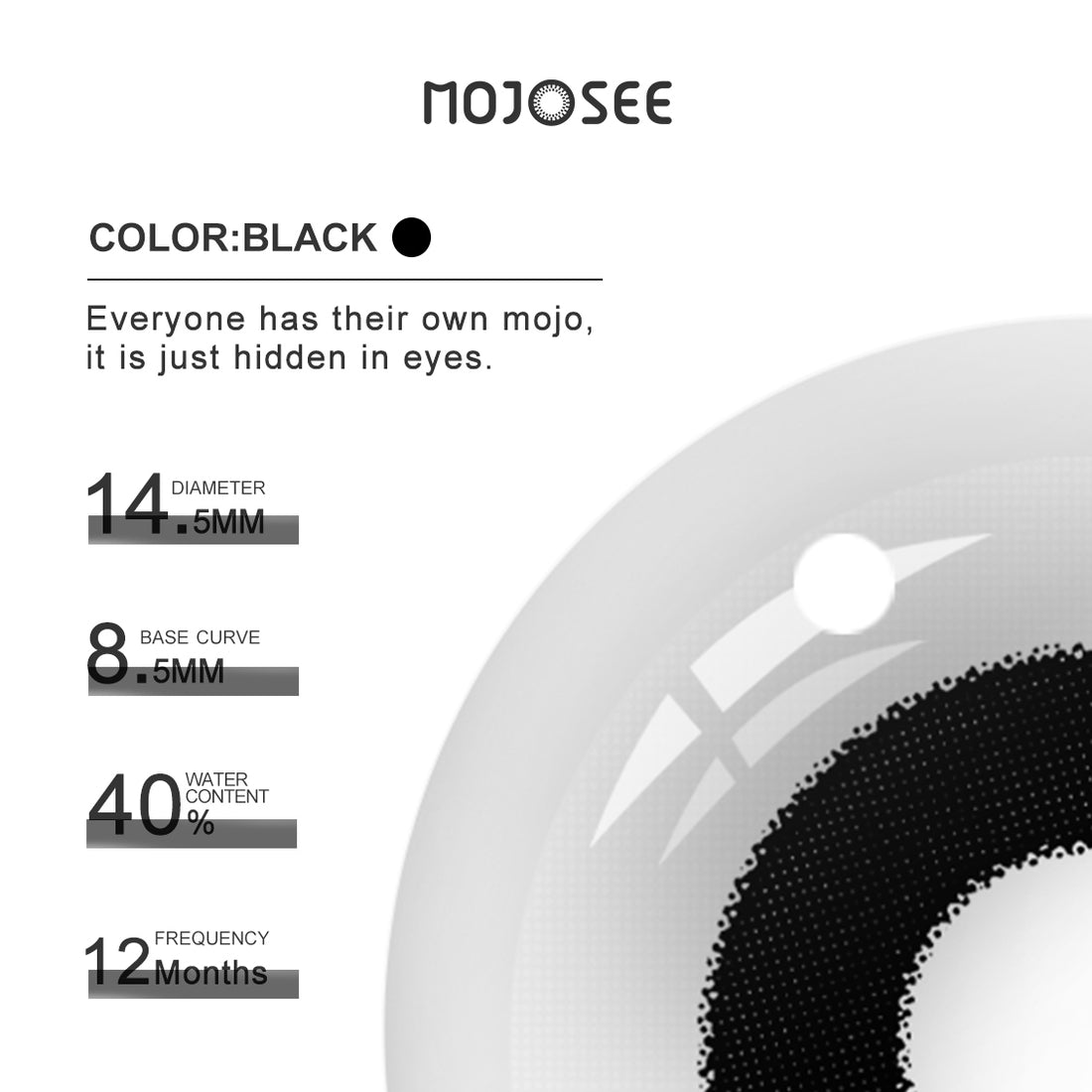 Black Small Pupil Prescription Colored Contact Lenses for Men