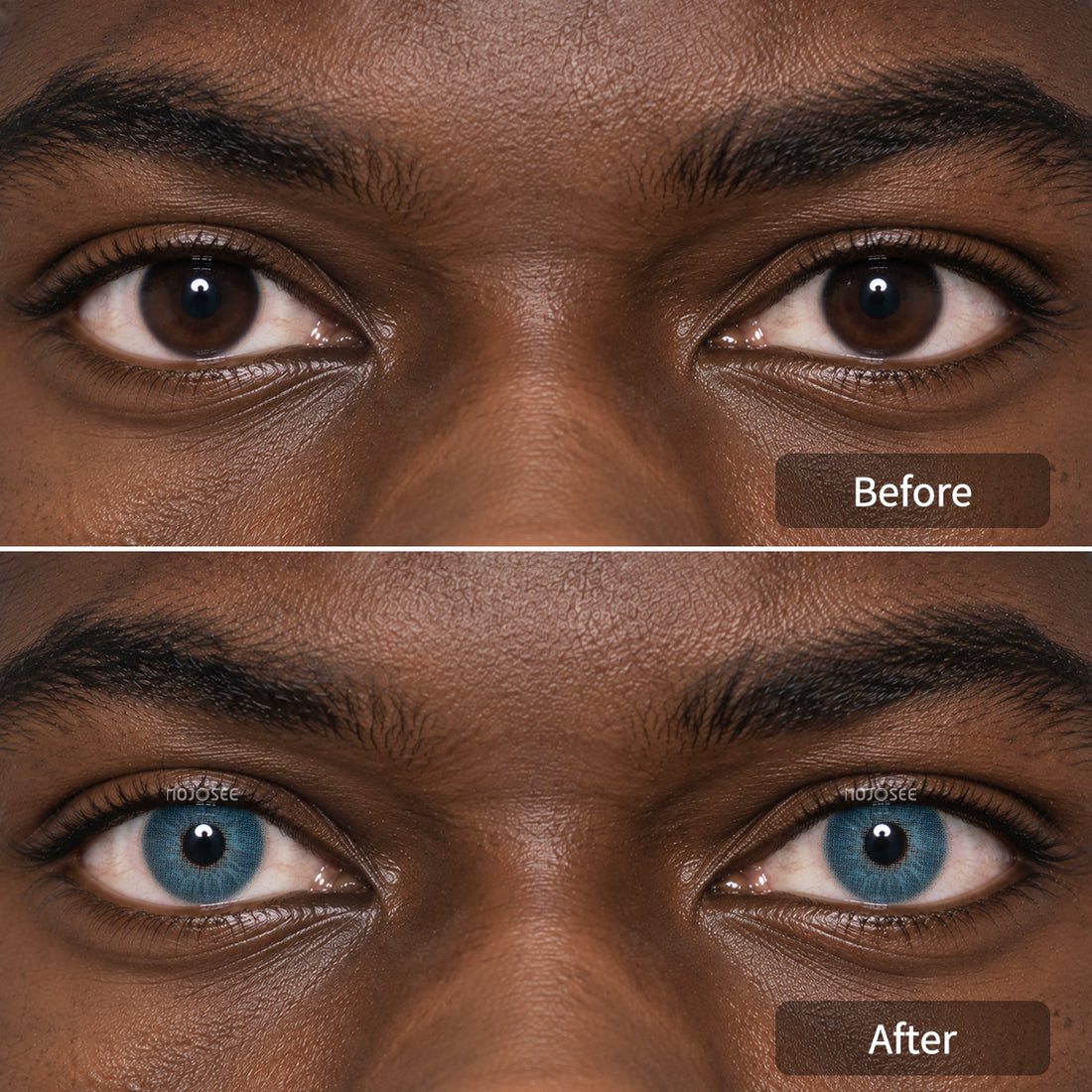 Opaque Ice Blue Contact Lenses for Men – Dark Eyes