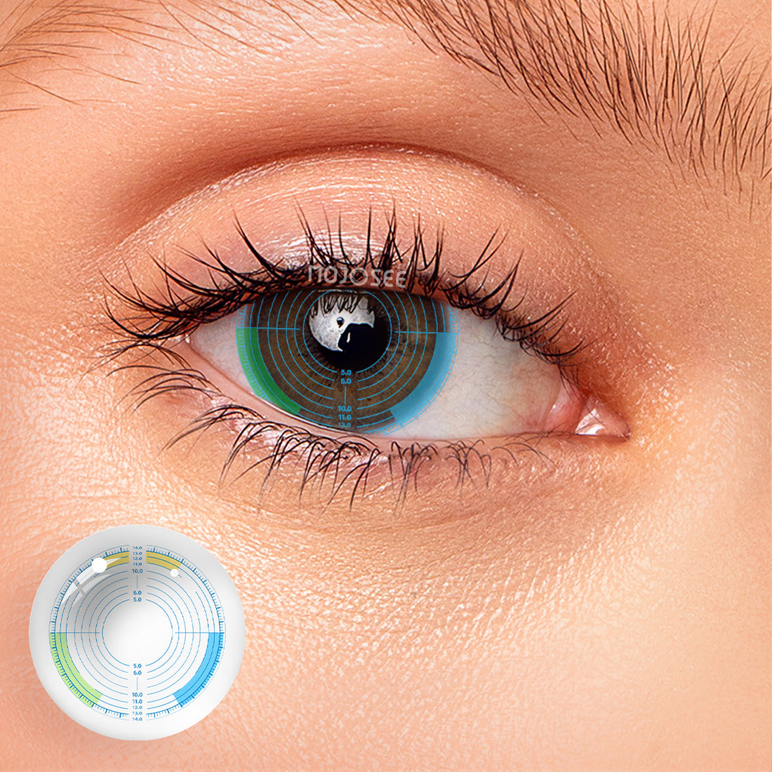 Plano Colored Contact Lens Measuring Ruler, Half‑Year Disposable 1‑Pack