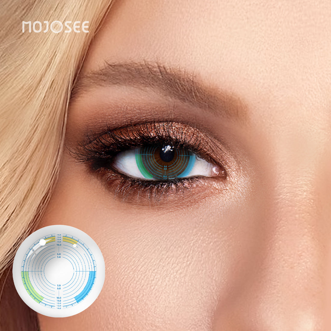 Plano Colored Contact Lens Measuring Ruler, Half‑Year Disposable 1‑Pack