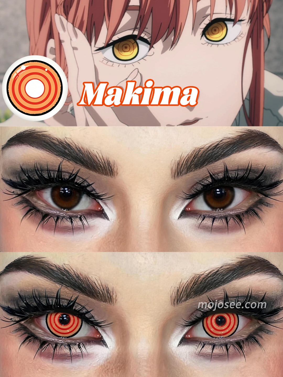 Makima colored contact lenses worn on eye – Mojosee