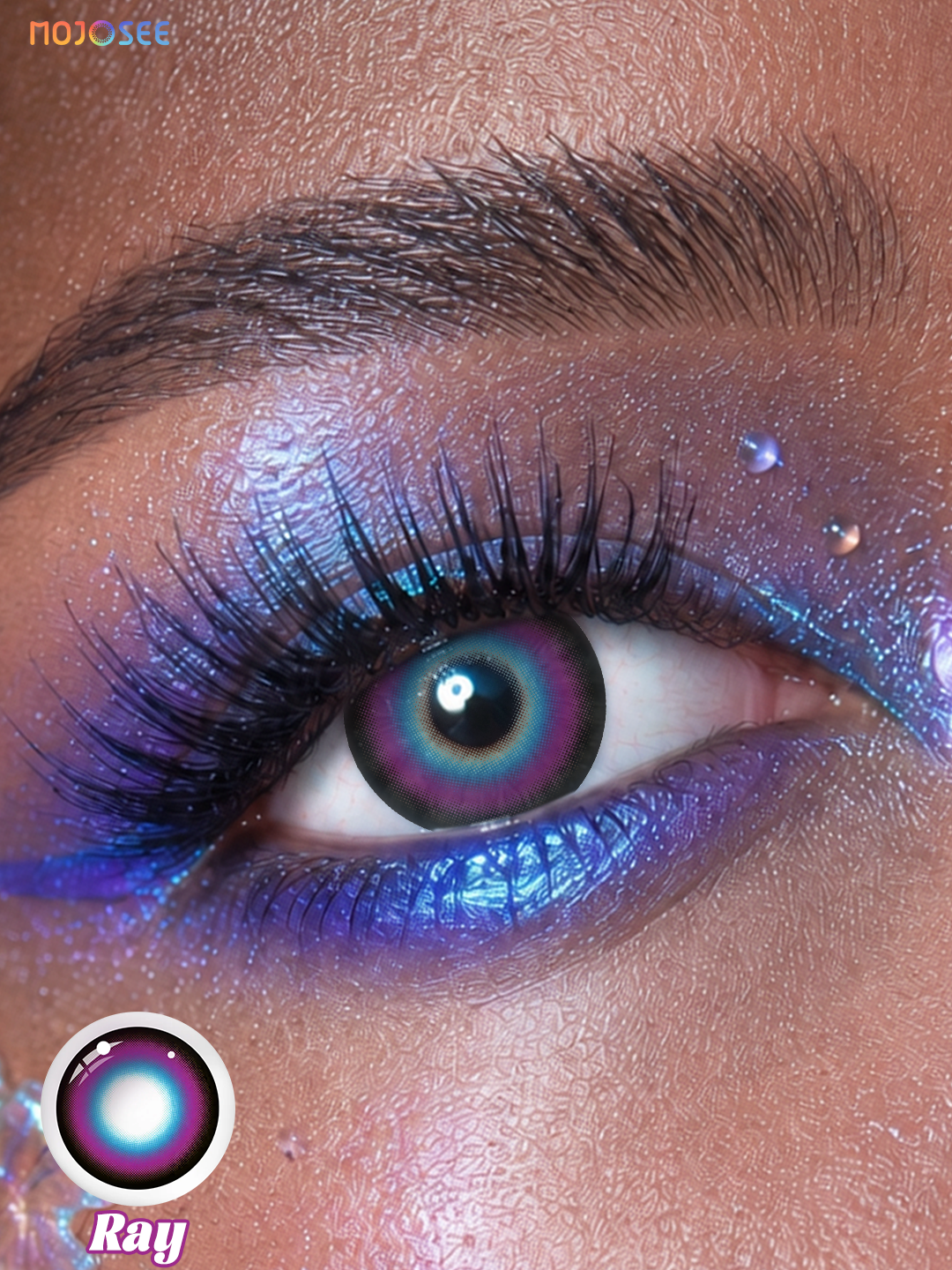 Ray colored contact lenses worn on eye – Mojosee