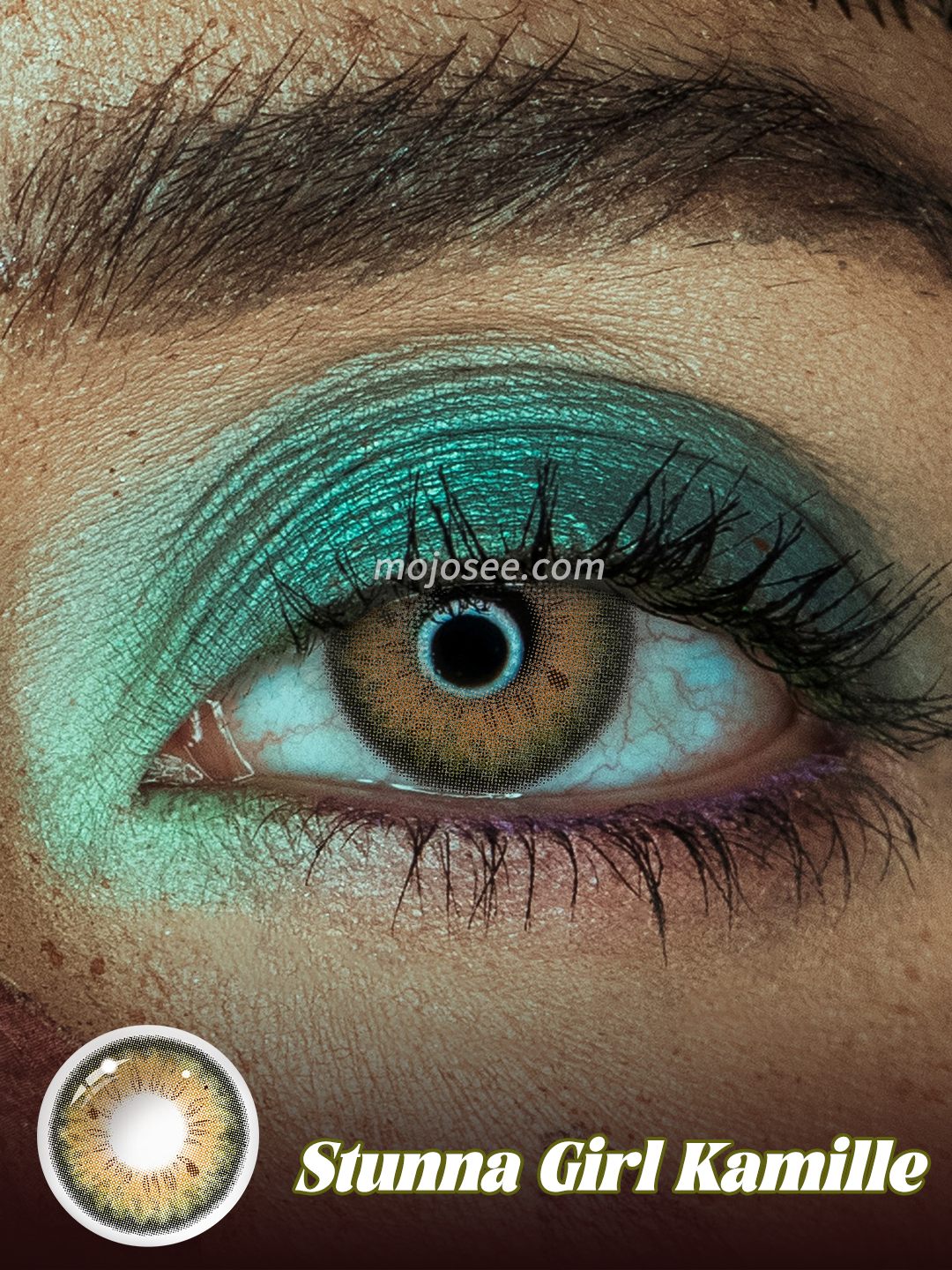 Stunna Girl Kamille colored contact lenses worn on eye – Mojosee