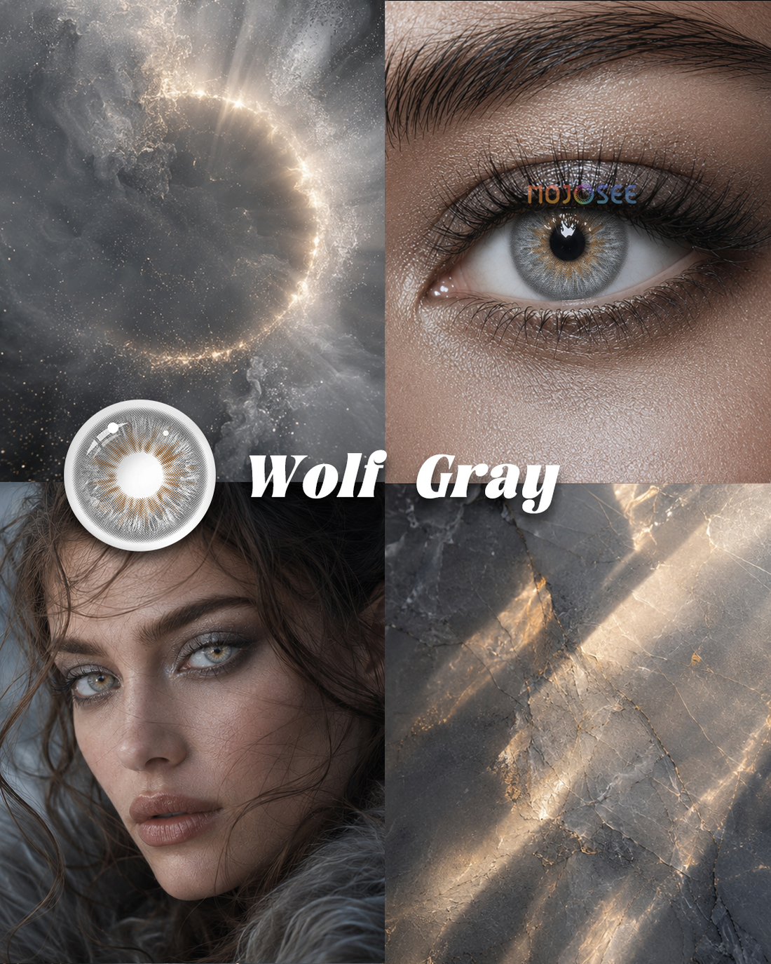 Wolf Gray colored contact lenses worn on eye – Mojosee