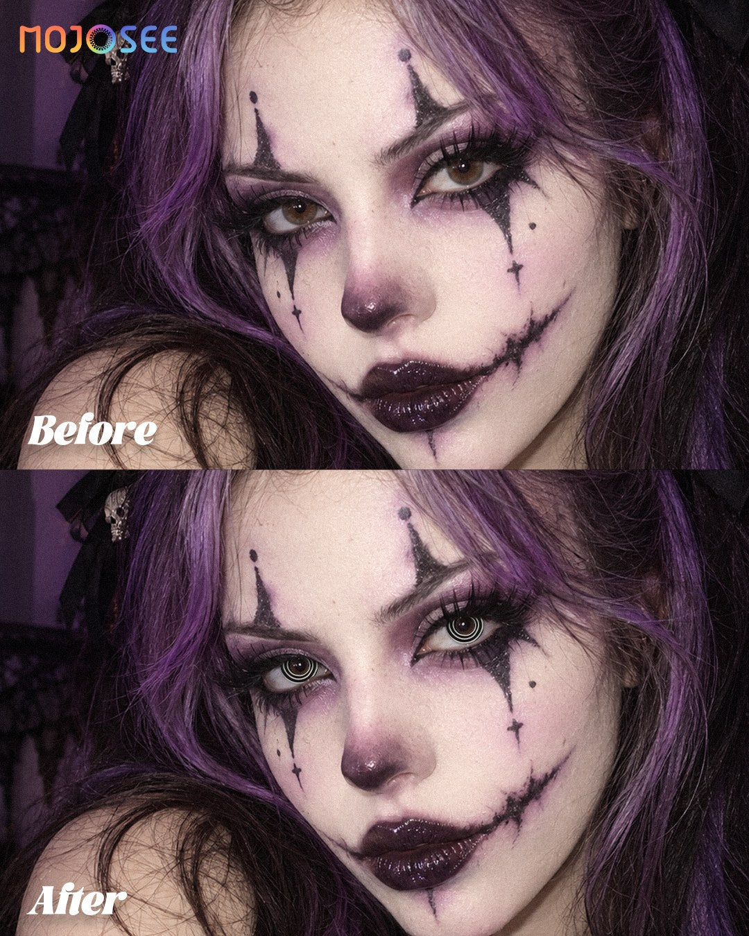 Black&White Spiral Swirl Colored Contact Lenses – Hypnotic Spiral Eye — look 2