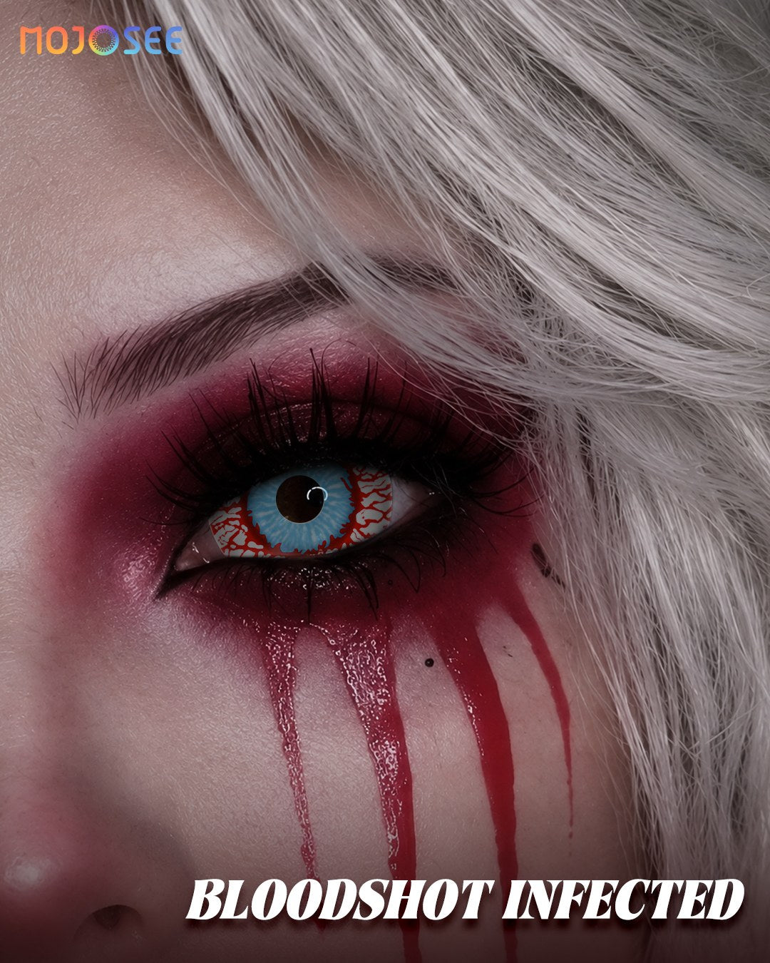 Bloodshot Infected Zombie Colored Contact Lenses – Red Vein Sclera 22mm Eye — look 1