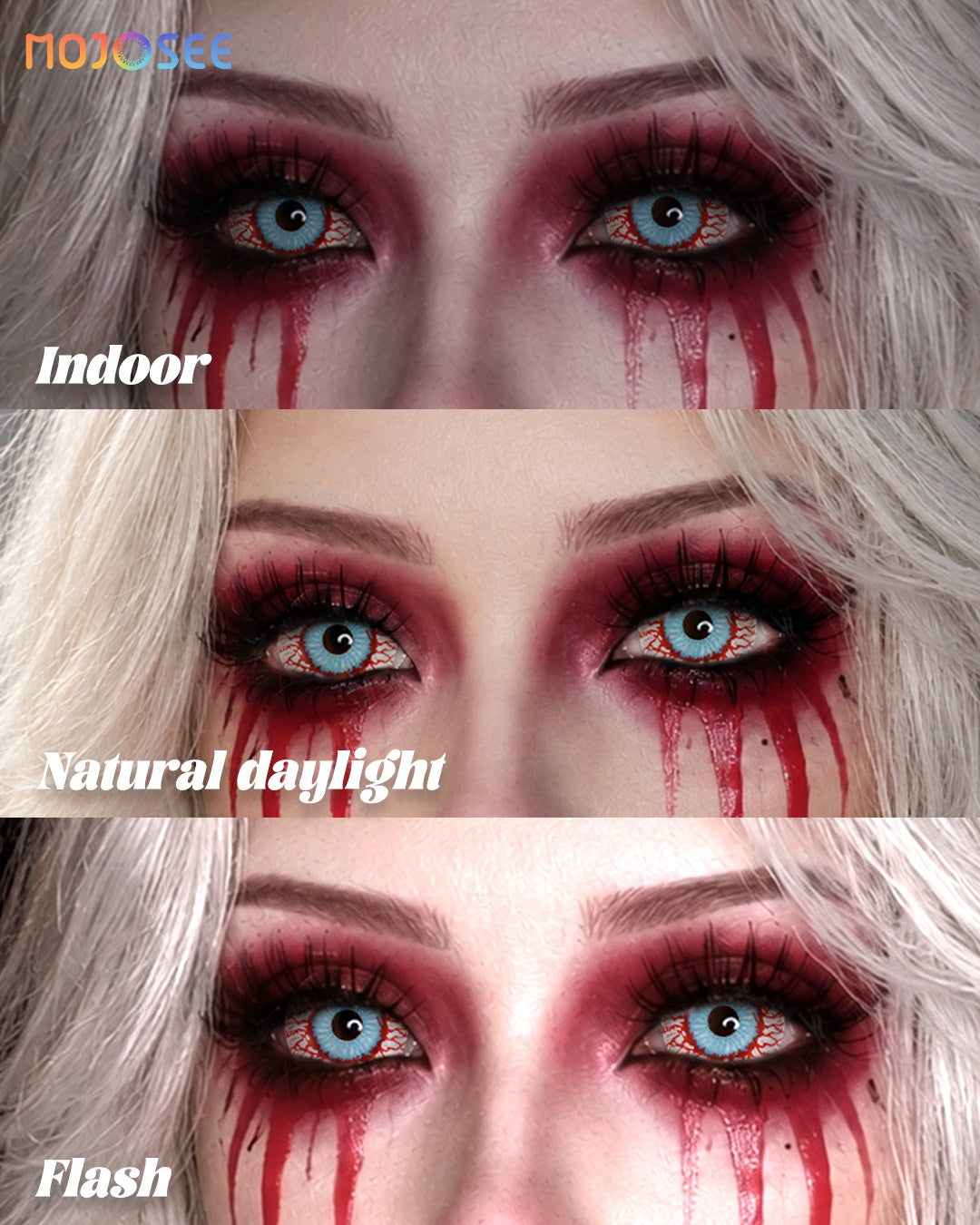 Bloodshot Infected Zombie Colored Contact Lenses – Red Vein Sclera 22mm Eye — look 3