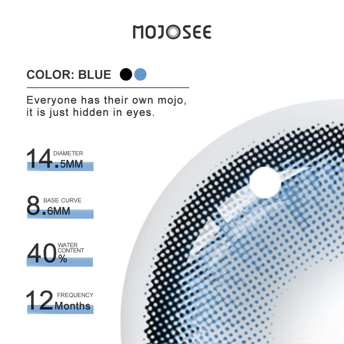 Steel Blue-Gray Contact Lenses - Dark Rim, Rain Forest