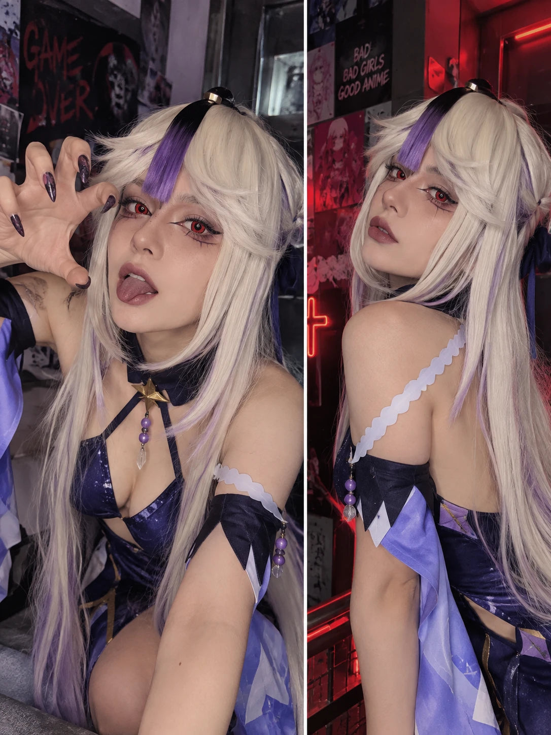 Breaking Dawn red colored contact lenses – cosplay look on model