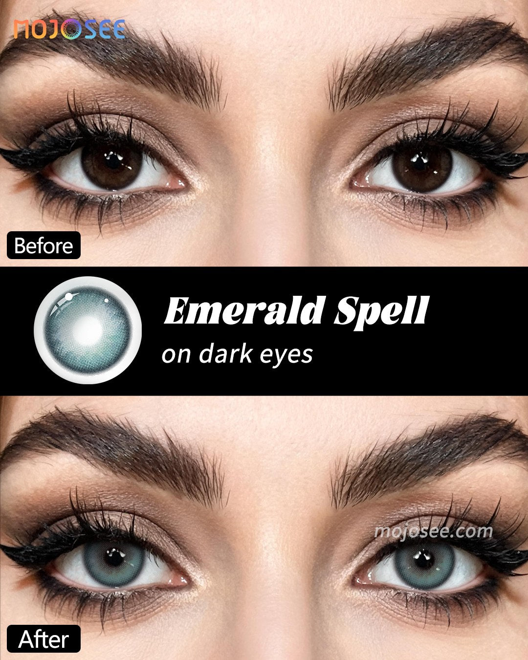 Emerald Spell Vision Blue Colored Contact Lenses — look 1