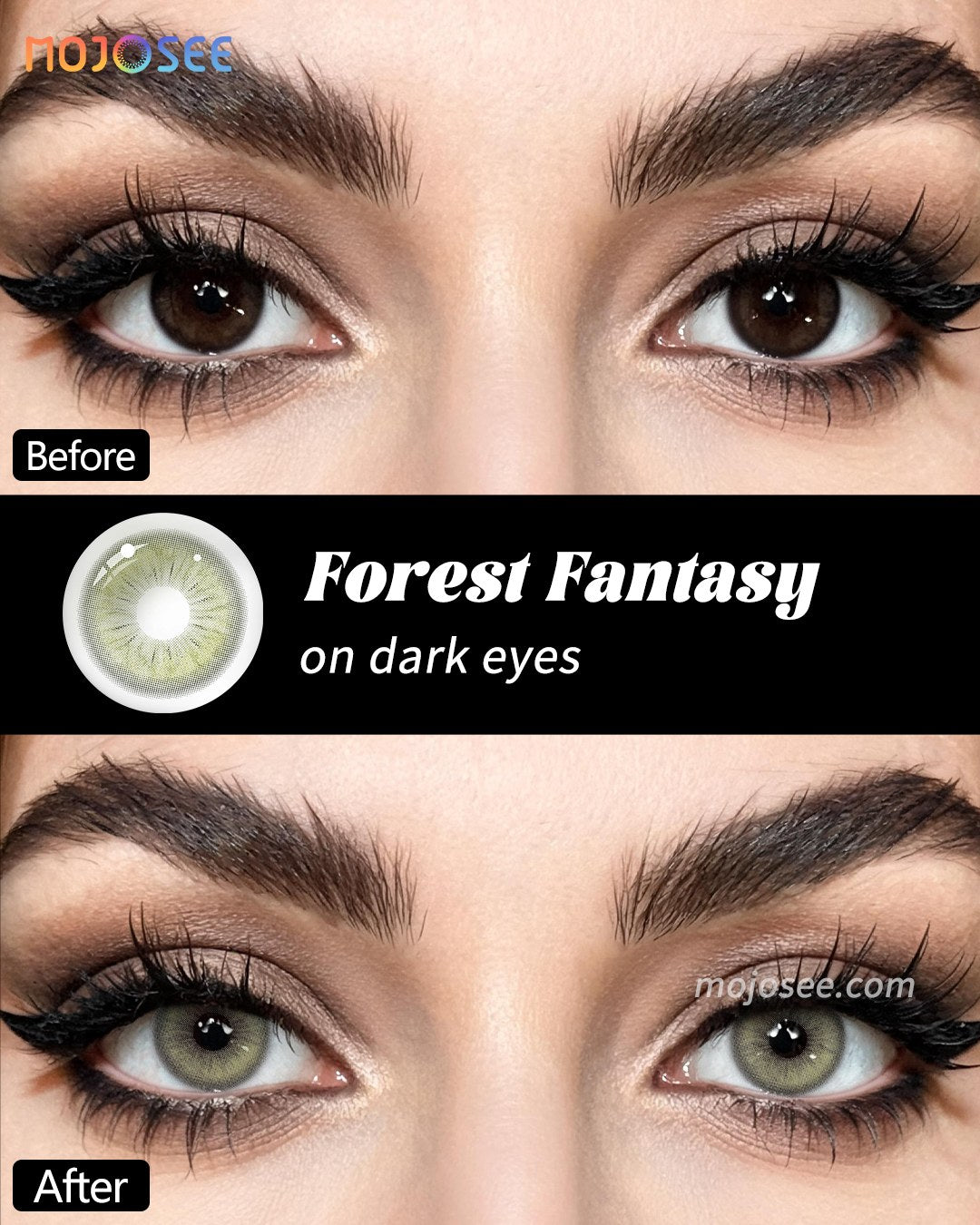 Forest Green Contact Lenses - Blended Iris, Fantasy — look 1