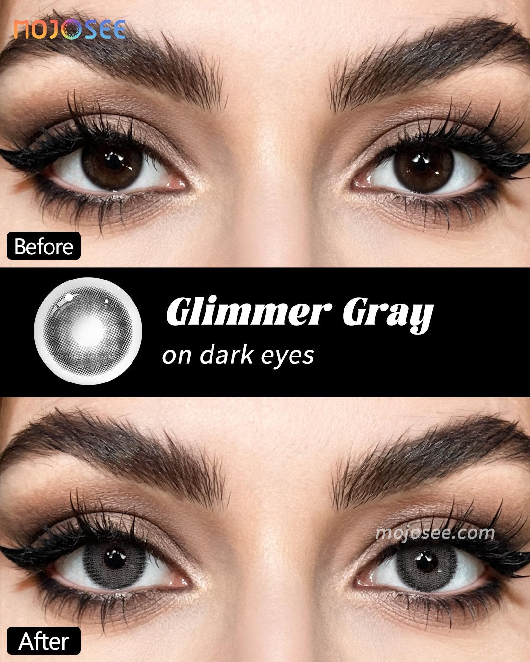 Glimmer Gray Colored Contact Lenses — look 1