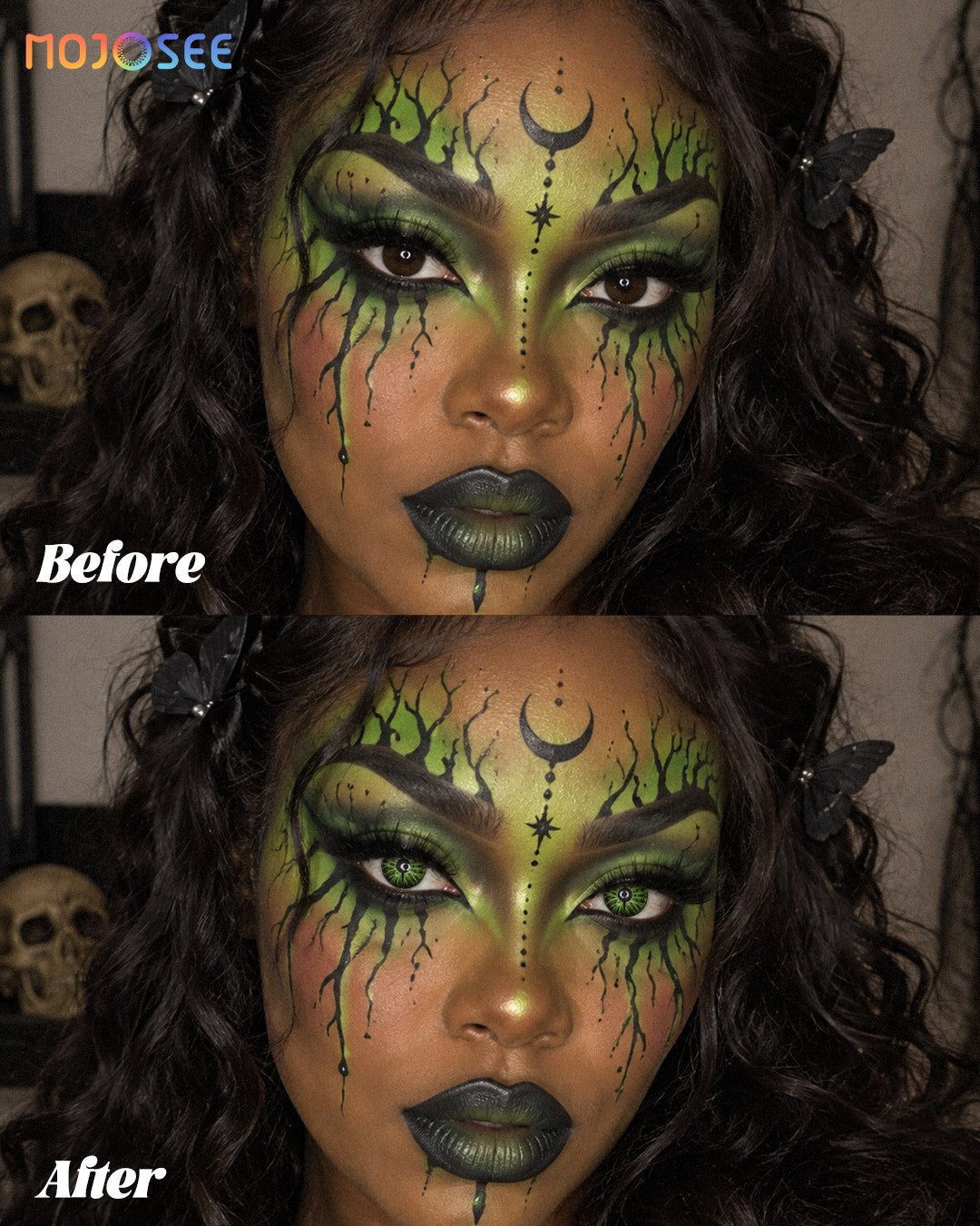 Green Snake Eye Prescription Colored Contact Lenses – Green Slit Pupil Reptile Eye — look 2