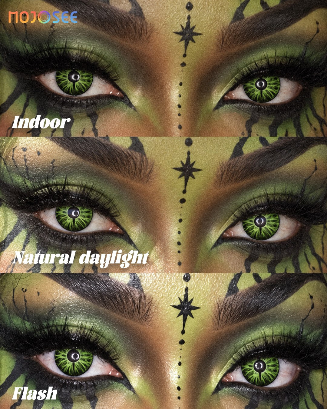 Green Snake Eye Prescription Colored Contact Lenses – Green Slit Pupil Reptile Eye — look 3