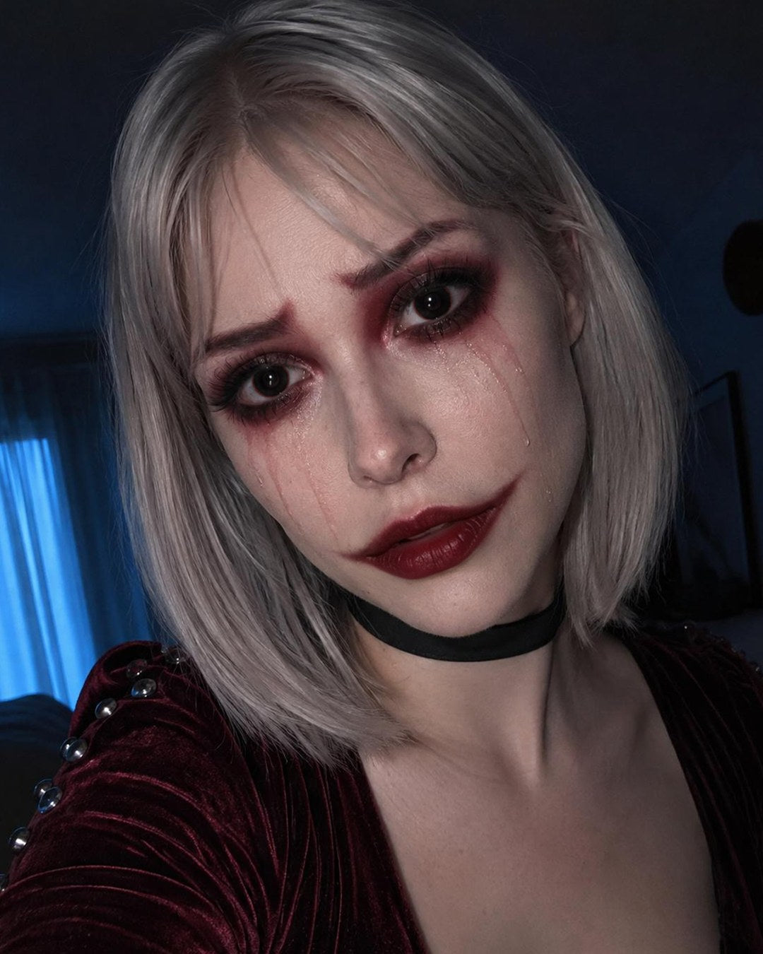Hell Raiser Colored Contact Lenses – Black White Ring Eye — look 1