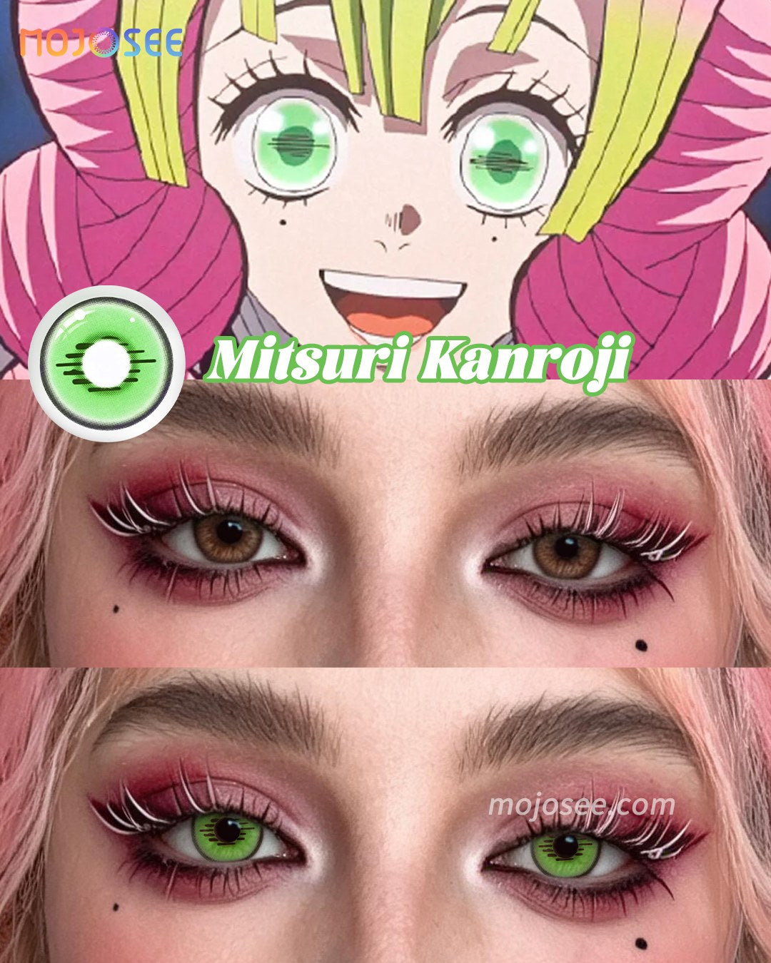 Mitsuri Kanroji Prescription Cosplay Contact Lenses – Demon Slayer — look 1