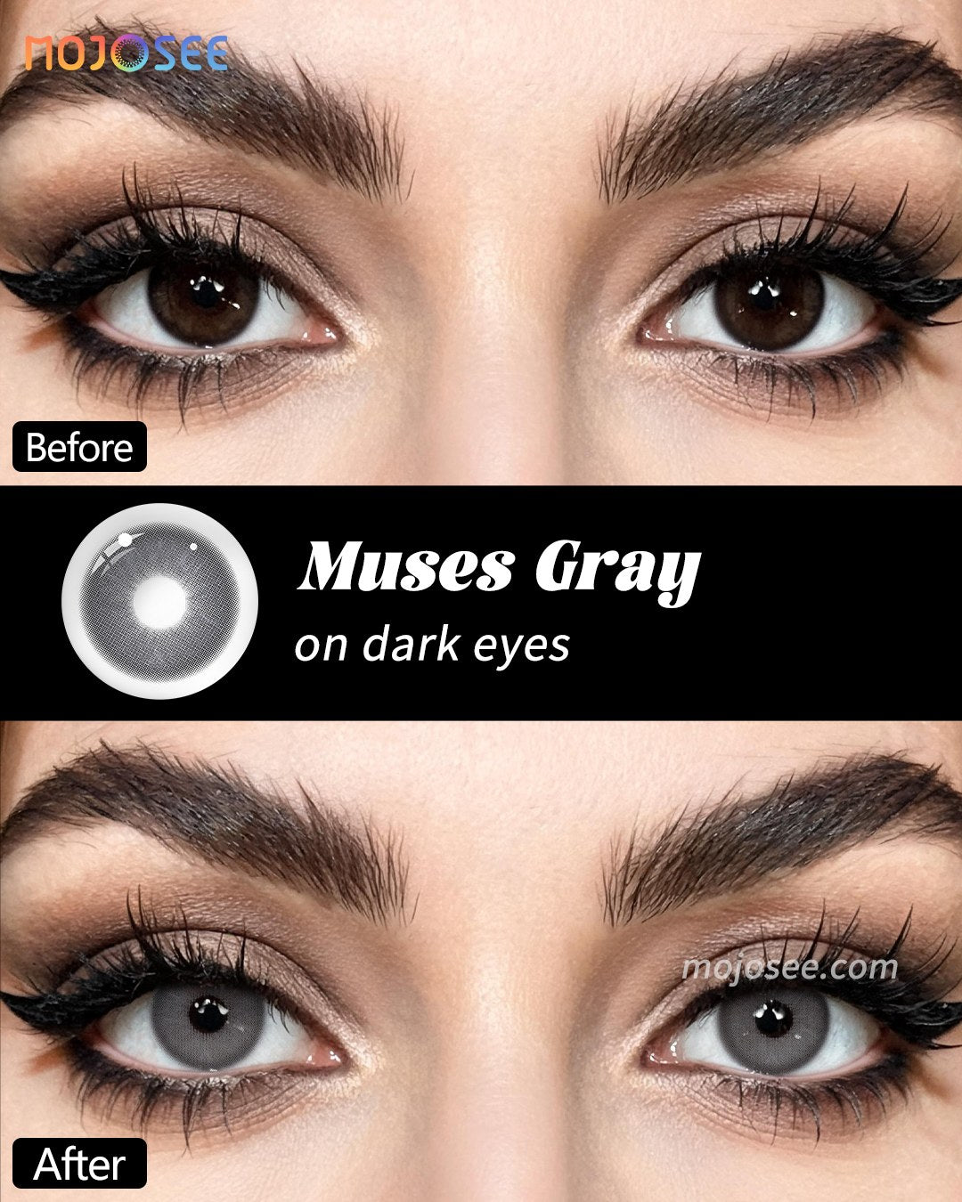 Muses Gray Colored Contact Lenses — look 1