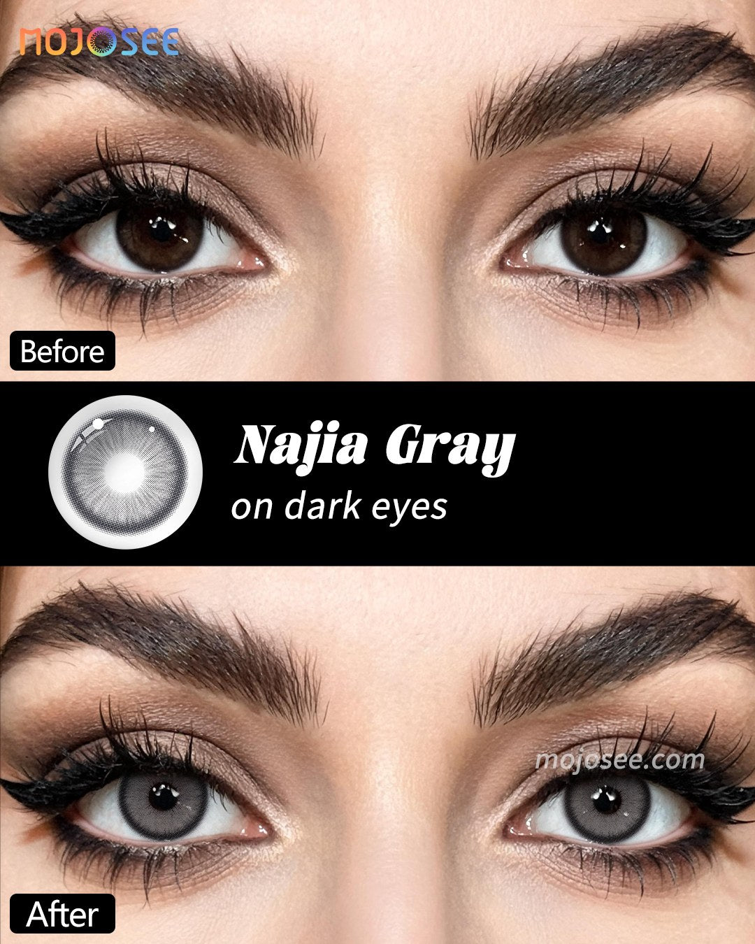Najia Gray Colored Contact Lenses — look 1