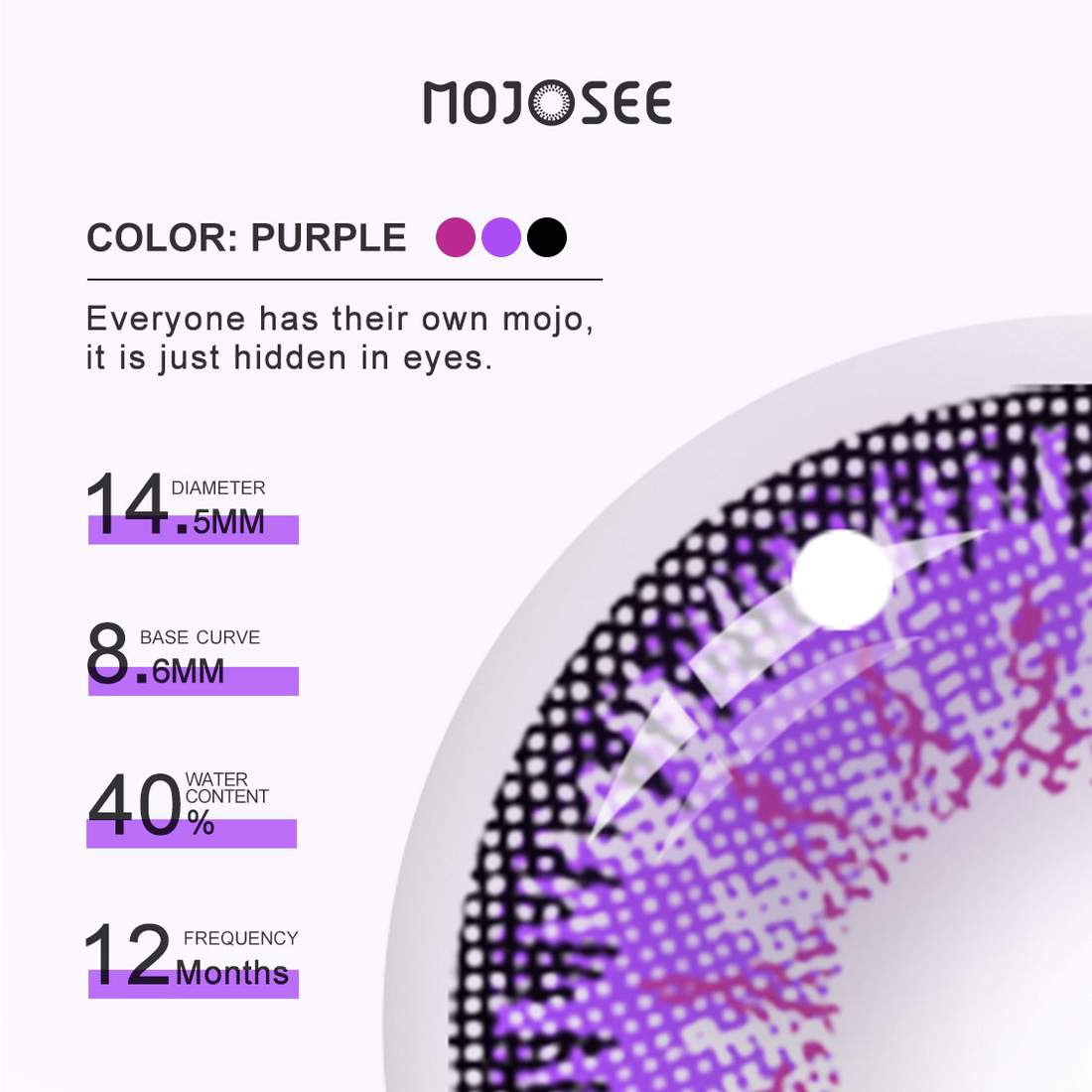 Vivid Purple Circle Contact Lenses - Dark Rim, Vika Tricolor