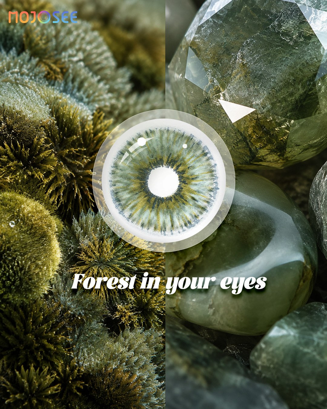 Natural Green Contact Lenses for Dark Eyes - Rare Iris — look 1