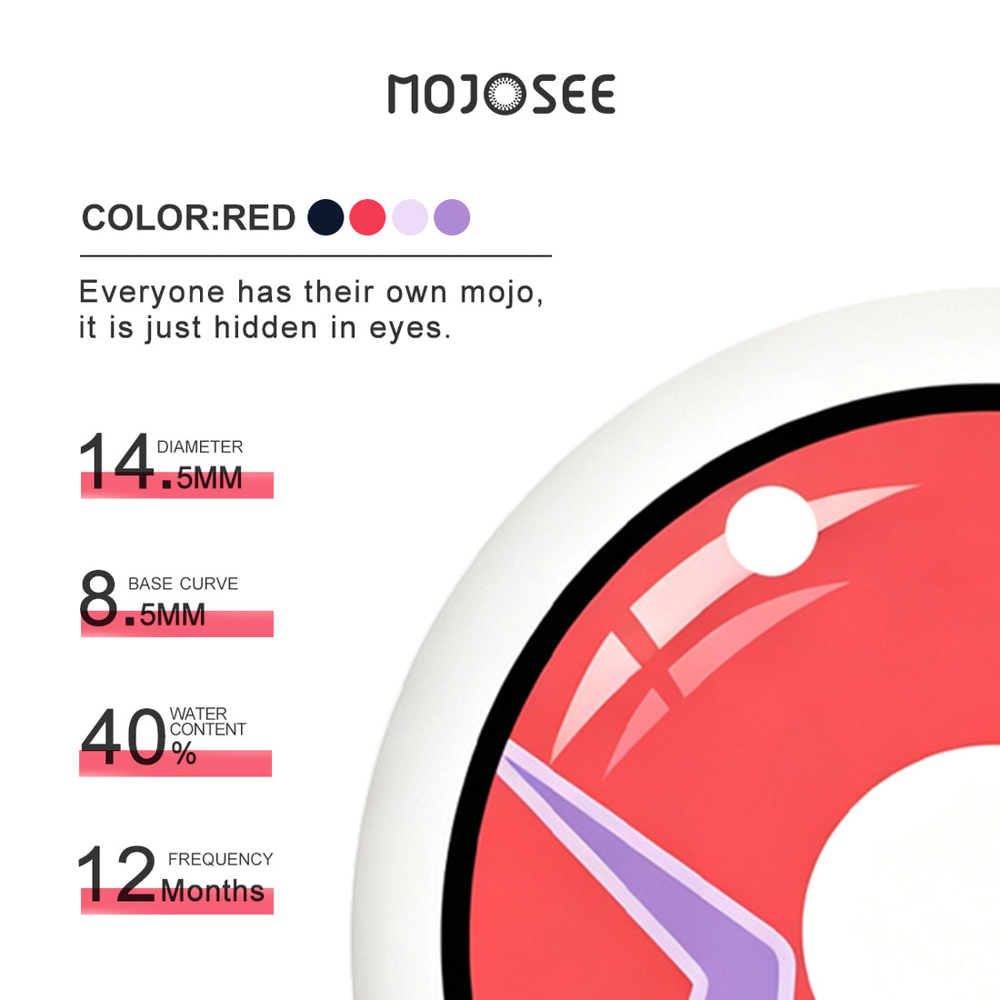 Lelouch Heterochromia Cosplay Contact Lenses‑Red Geass & Purple Eye – Code Geass
