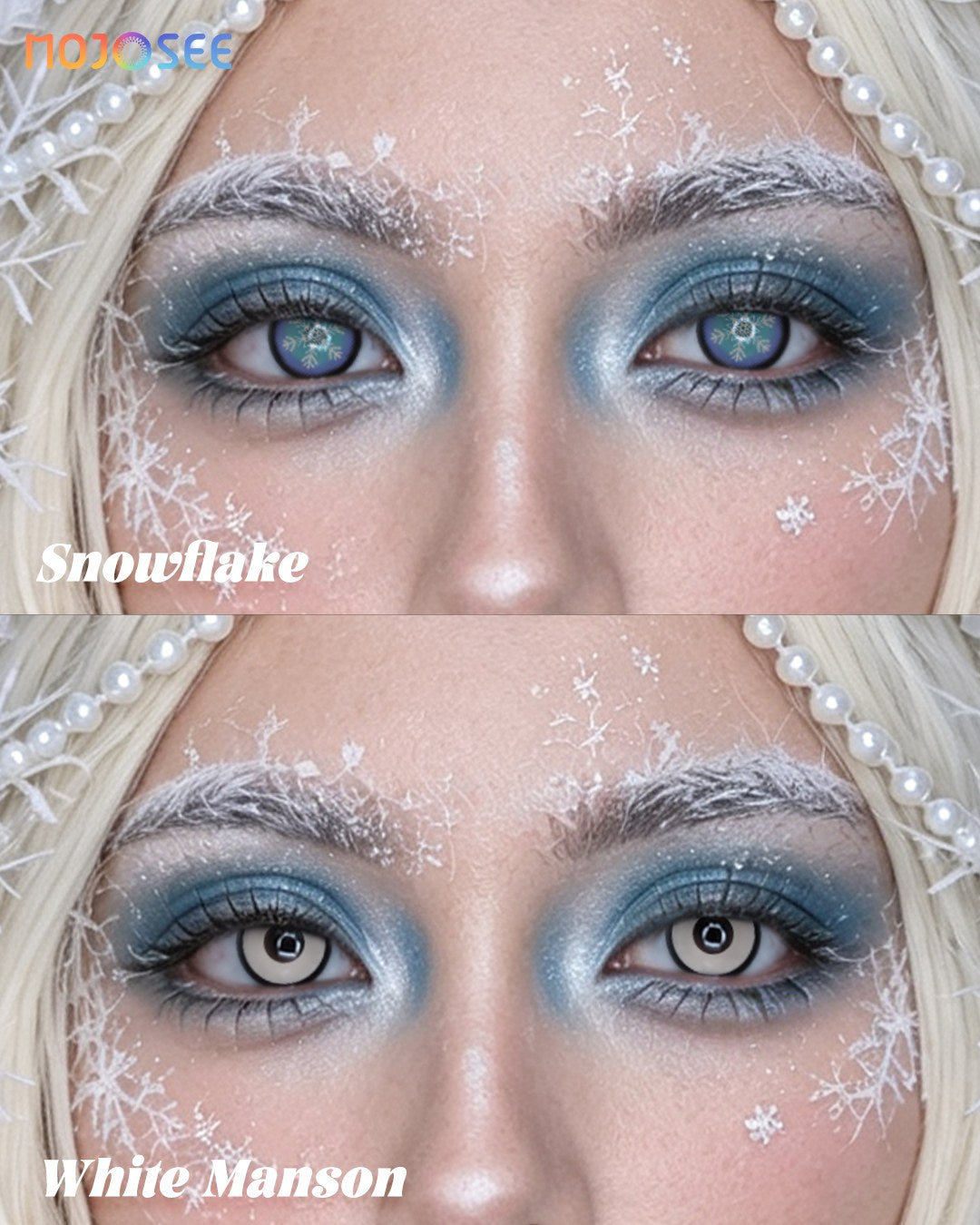 Snowflake Colored Contact Lenses – Blue Snowflake Eye — look 2