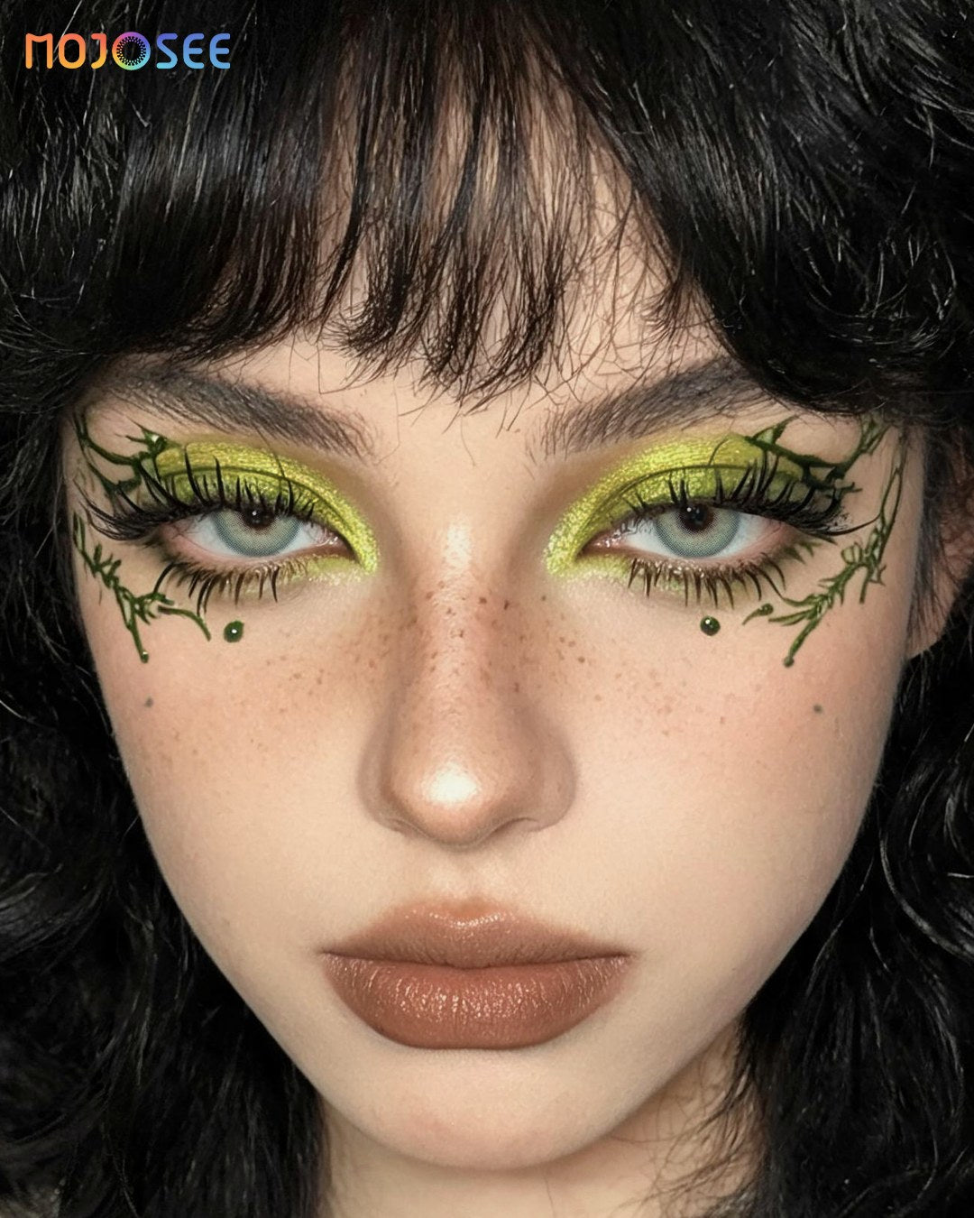 Sea Green Contact Lenses - Soft Gray-Green Blend, Twilight — look 3