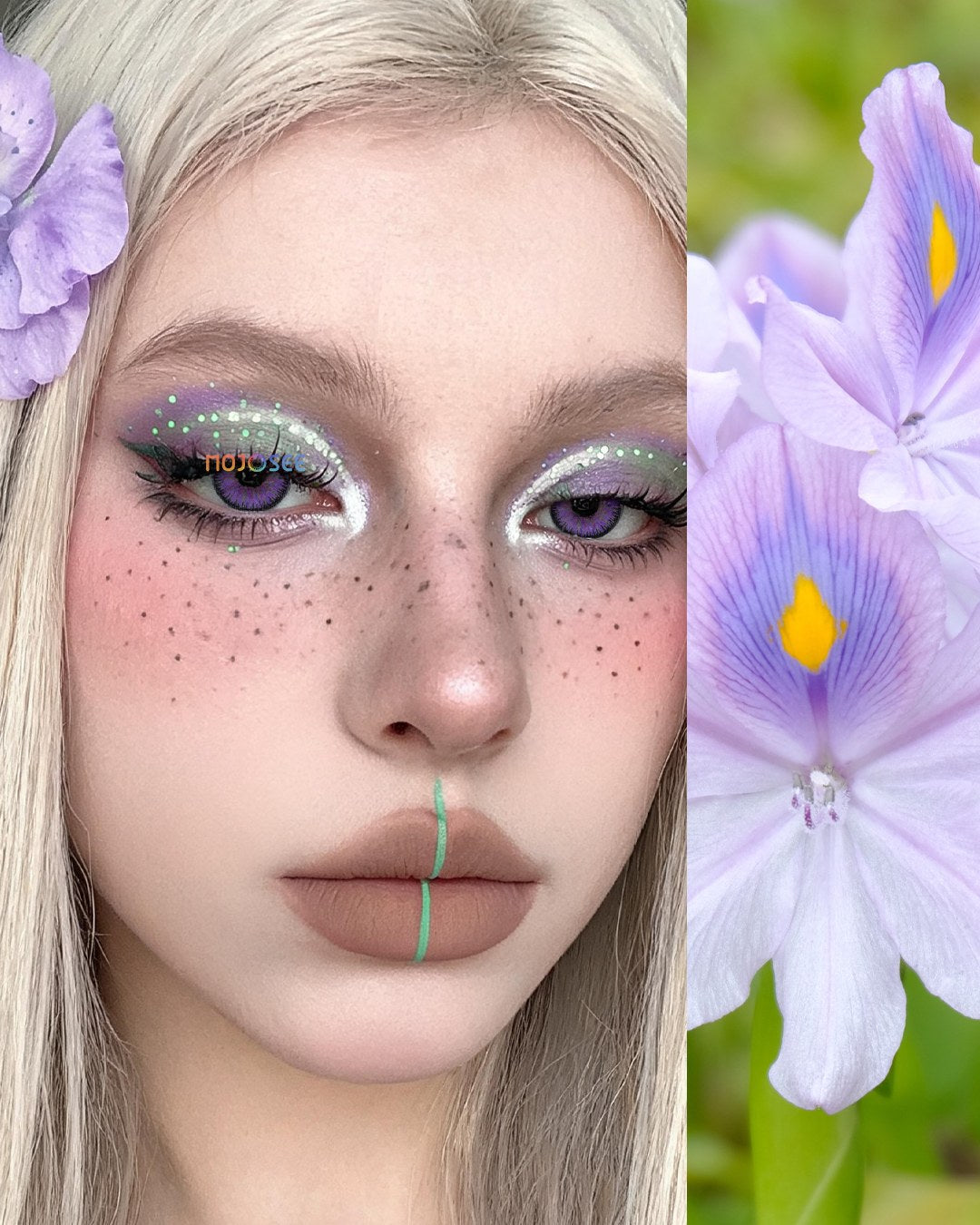 Vivid Purple Circle Contact Lenses - Dark Rim, Vika Tricolor — look 4