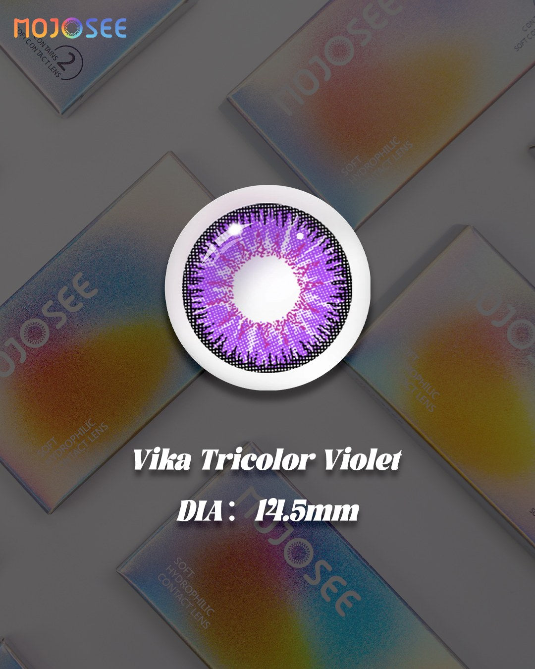 Vivid Purple Circle Contact Lenses - Dark Rim, Vika Tricolor — look 7