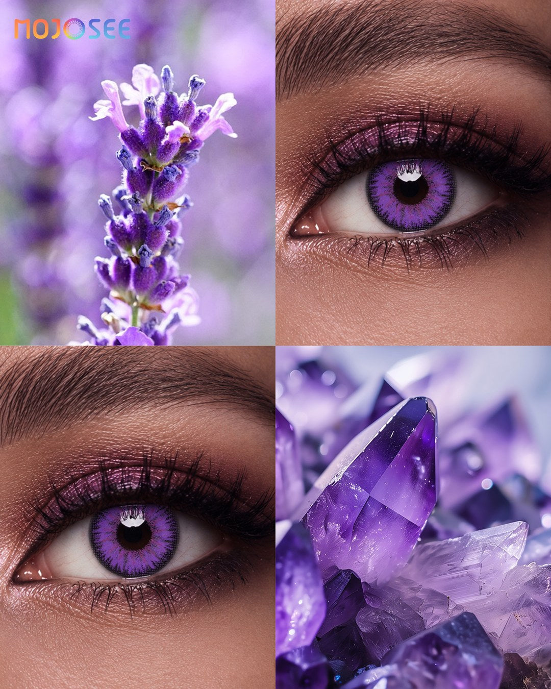 Vivid Purple Circle Contact Lenses - Dark Rim, Vika Tricolor — look 9