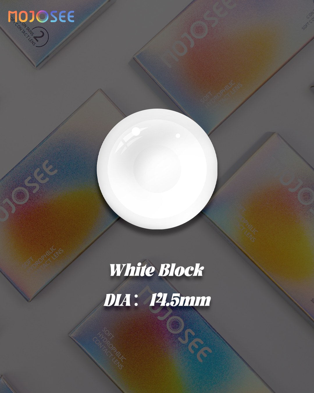 Circle Block White Block Colored Contact Lenses – Solid White Eye — look 5