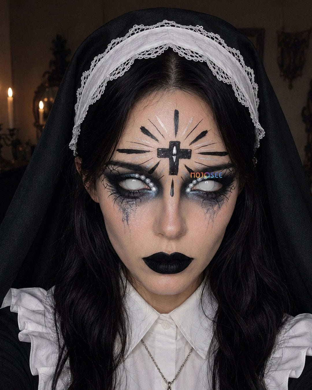 White Out Colored Contact Lenses – Blind White Eye — look 1