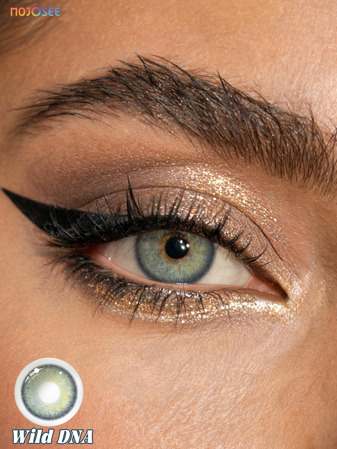 Wild DNA colored contact lenses worn on eye – Mojosee