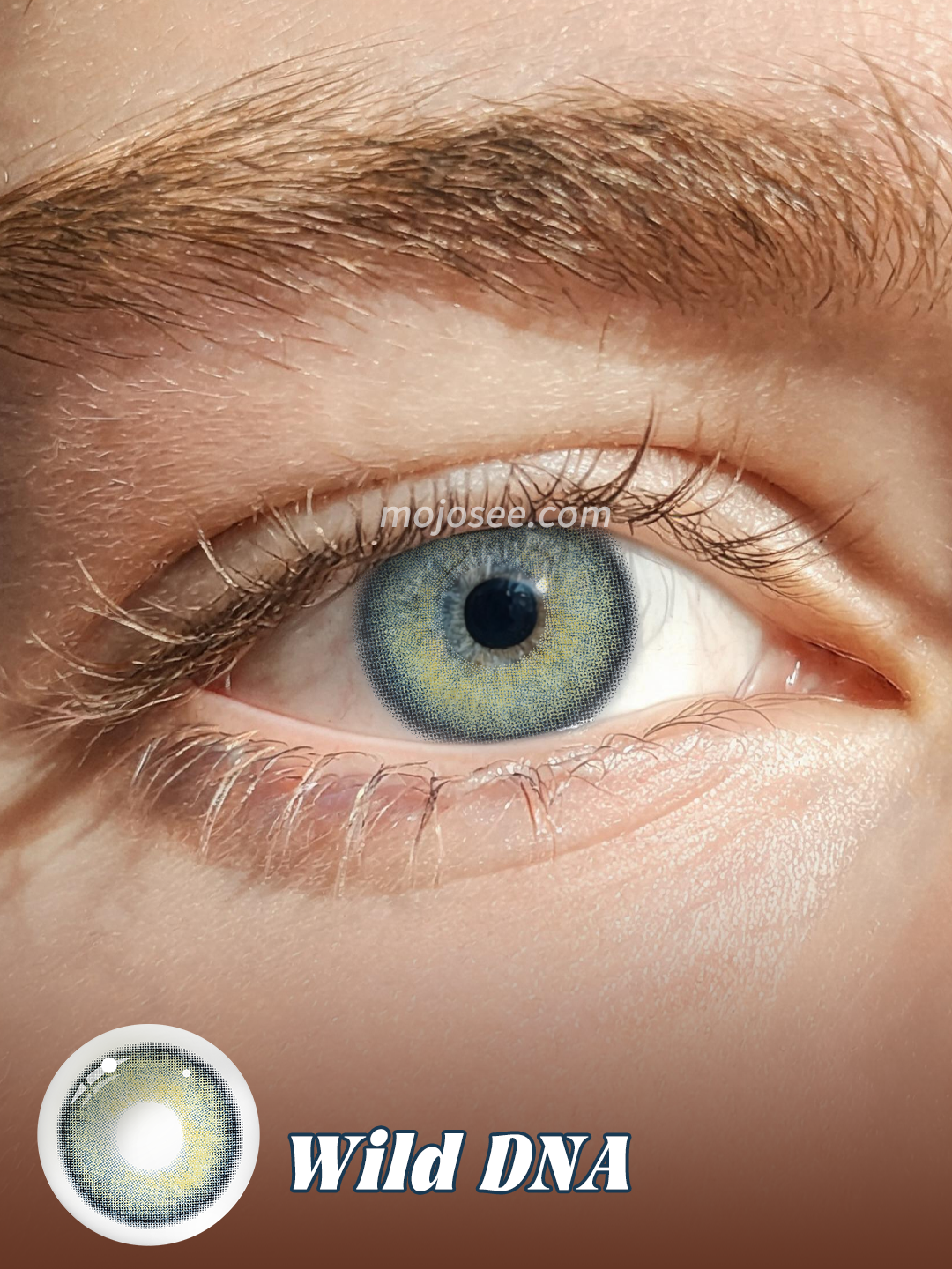 Wild DNA colored contact lenses worn on eye – Mojosee