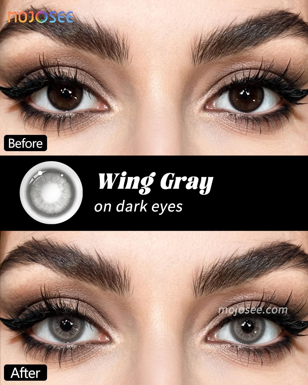 Wing Gray Colored Contact Lenses — look 1