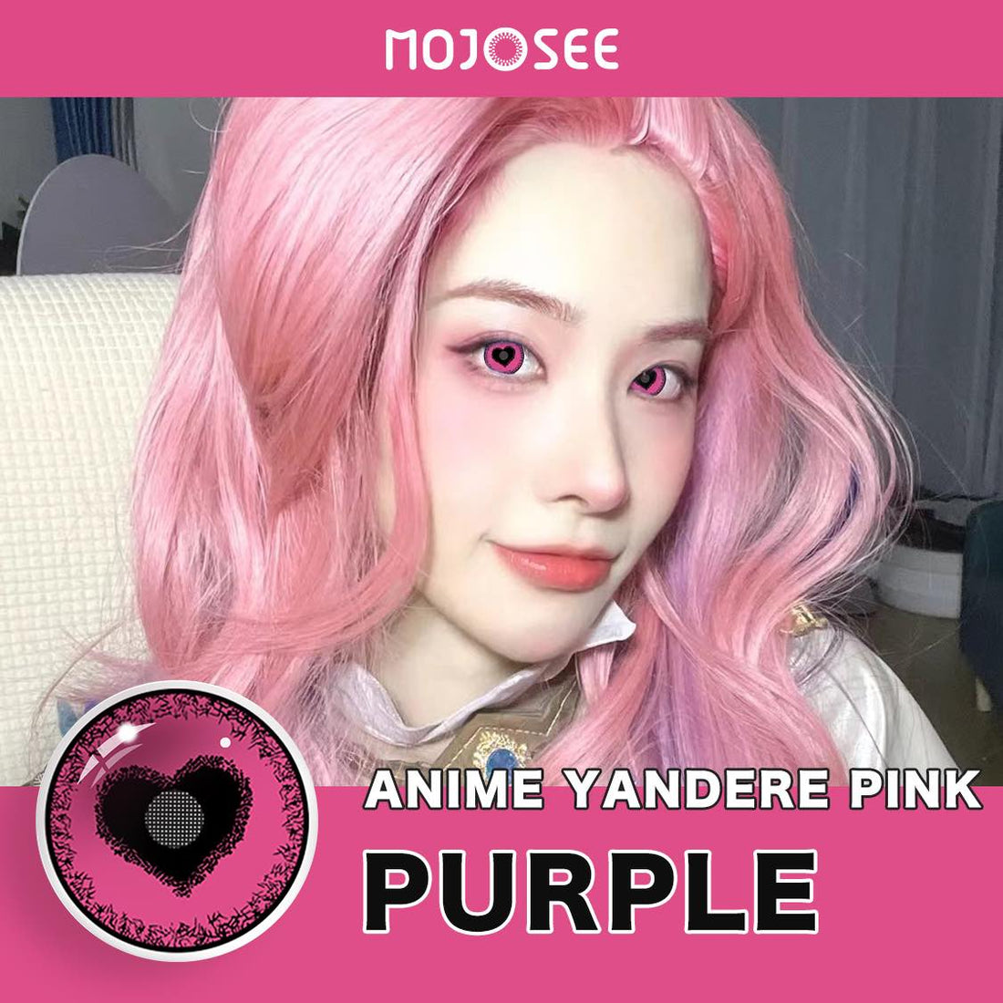 Anime Yandere Pink Colored Contact Lenses