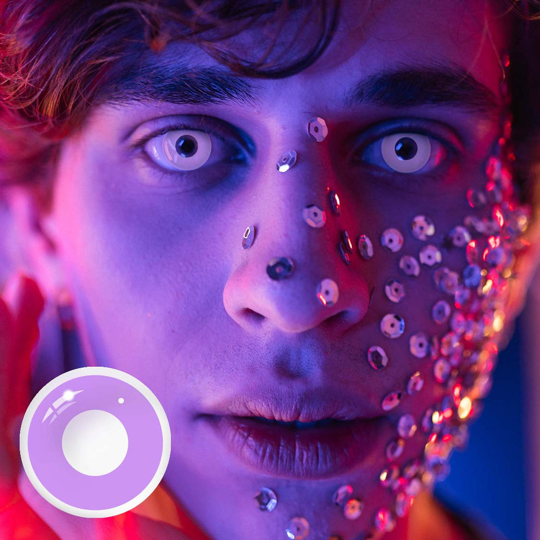 Circle Block Gray Violet Block Colored Contact Lenses for Men