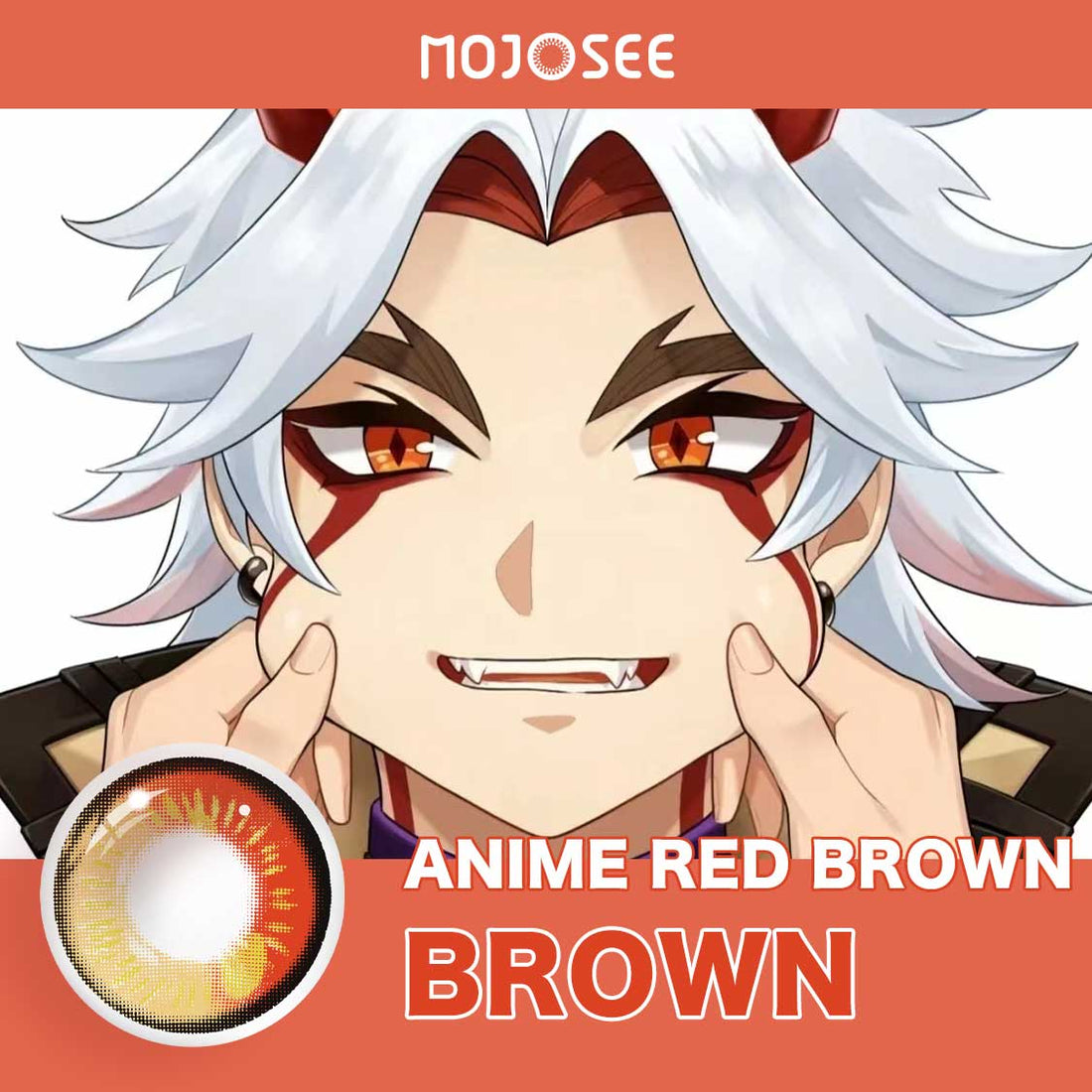 Genshin Anime Red Brown Colored Contact Lenses
