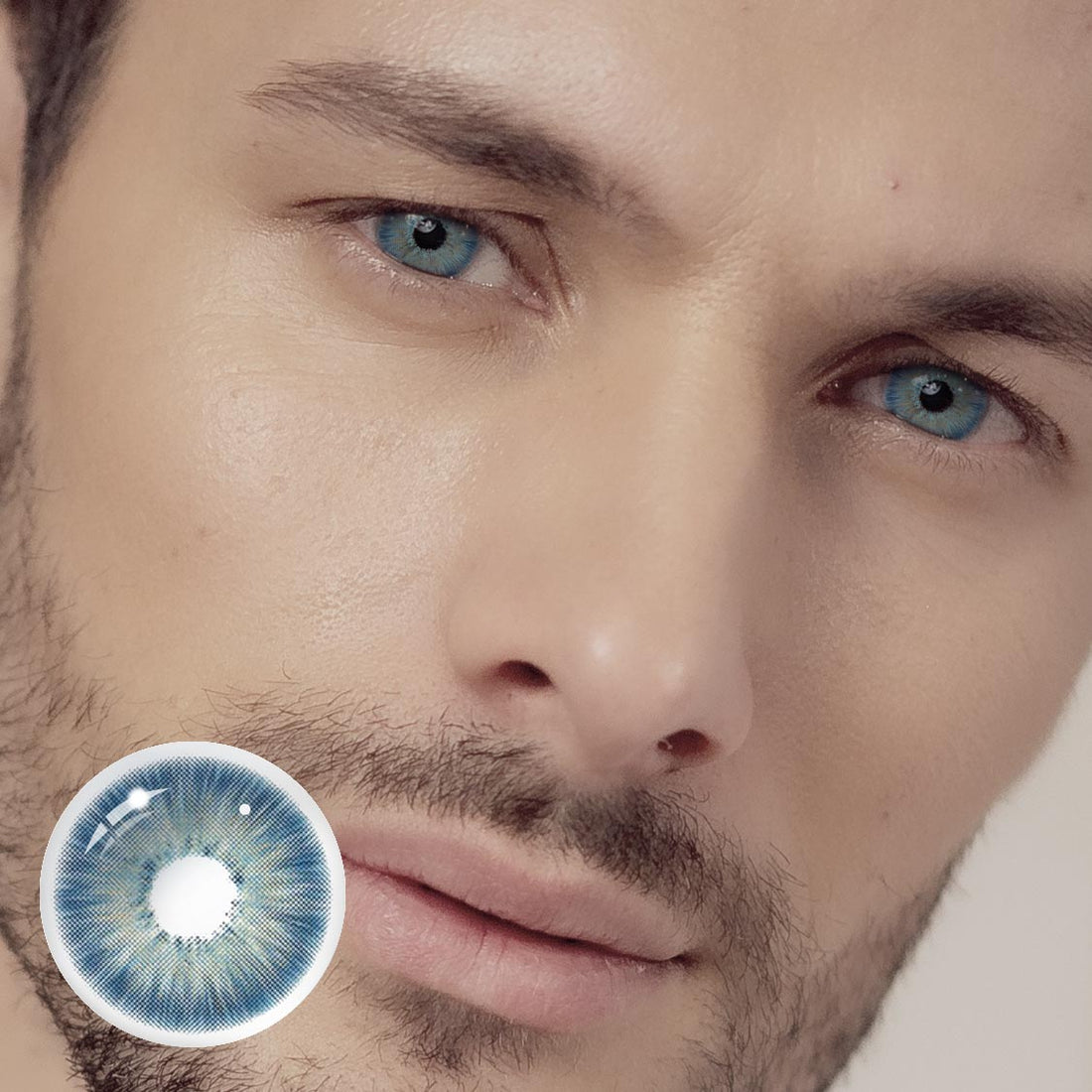 Magnificent Antarctic Blue Colored Contact Lenses for Men