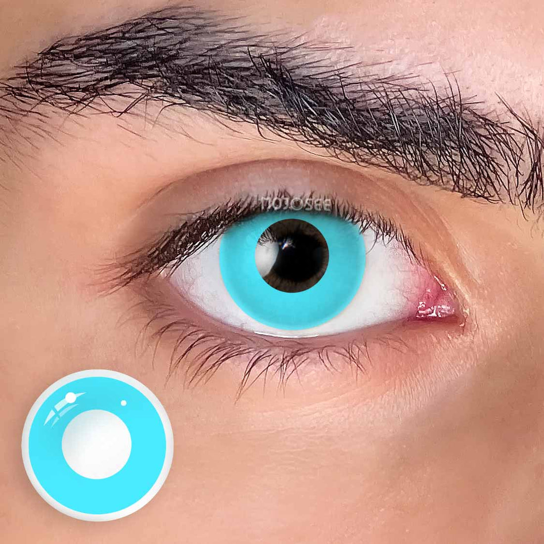 Circle Block Blue-Green Block Colored Contact Lenses for Men