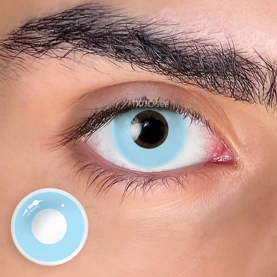 Circle Block Cambridge Blue Block Colored Contact Lenses for Men