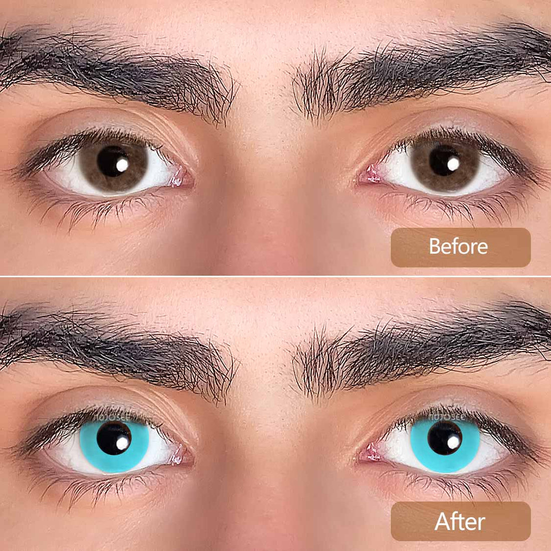 Circle Block Blue-Green Block Colored Contact Lenses for Men