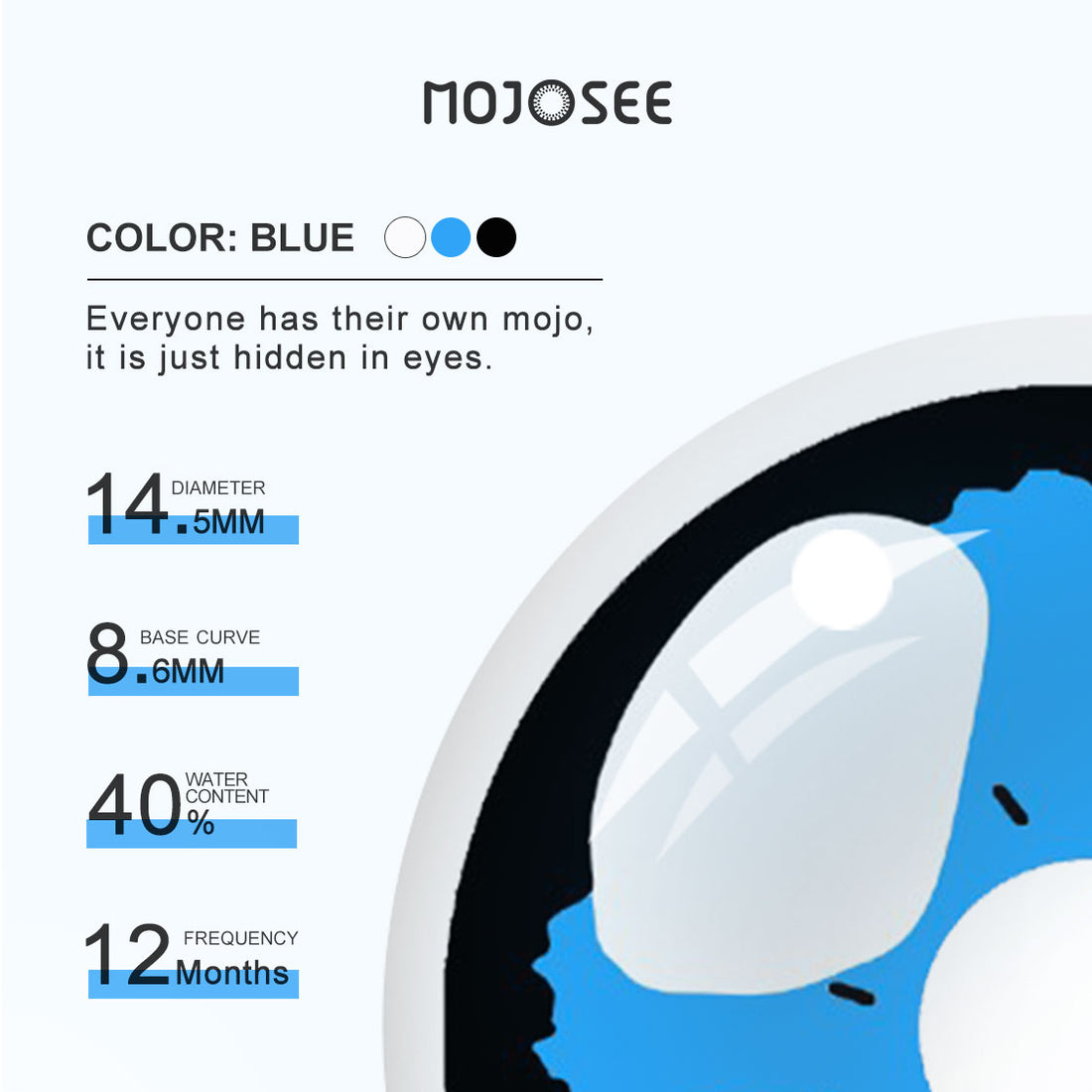 Black Lobelia-Blue Colored Contact Lenses
