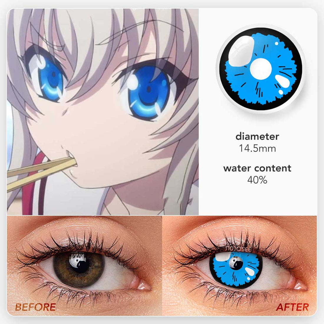 Black Lobelia-Blue Colored Contact Lenses